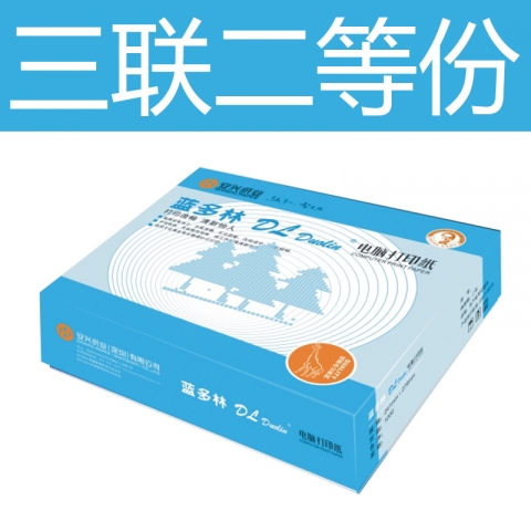 藍多林80列打印紙 三聯二等份（白紅黃）1/2雙裂（1000s)-6